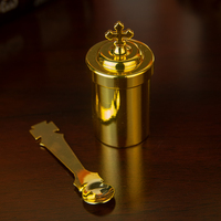 HT Sainte Messe Ensemble Valise À La Main Cas Plaqué Or Calice Avec Cuillère Orthodoxe Catholique Etiquette Fournitures