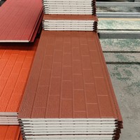 Panneau de bardage métallique imitation brique terre cuite orange, âme en mousse PU 16 mm pour la décoration murale extérieure