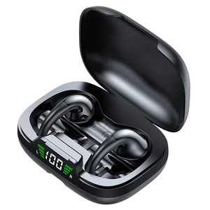 Headset Earphone nirkabel JR03, klip OW bisnis luar ruangan olahraga tampilan LED HiFi Stereo tahan air Bluetooth tulang konduksi