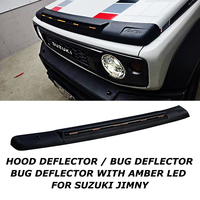 Protection de capot pare-insectes avec LED ambre pour Suzuki Jimny, déflecteur de pierres, noir mat ABS, fixation sans perçage 3M, JMN-AC109, garantie 1 an