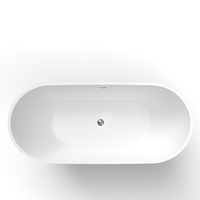 Baignoire autoportante en acrylique de luxe moderne avec drain central, durable, garantie 1 an, sans accoudoirs, pour salle de bain TONA