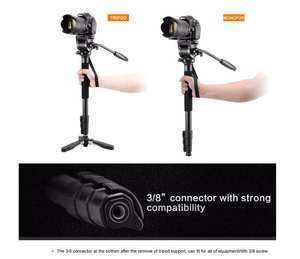 Monopode pour caméra vidéo DSLR Weifeng WF-3978M avec tête fluide, <span class=keywords><strong>trépied</strong></span> pour vidéographie professionnelle - Product Image 1