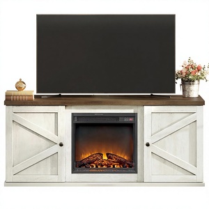 Meuble TV de style farmhouse 65 pouces avec foyer 18 pouces, <span class=keywords><strong>console</strong></span> multimédia télécommandée pour chambre et salon, construction en MDF - Product Image 1