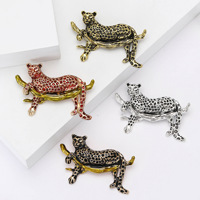 Broche vintage léopard en alliage émaillé, épingles de revers animales, broche de luxe pour costume et manteau homme, bijoux de mode, vente en gros