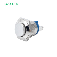 Bouton-poussoir momentané à dôme plat étanche 12V DC 16mm 19mm 22mm pour interrupteur d'alimentation
