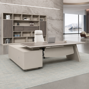 <span class=keywords><strong>Bureau</strong></span> <span class=keywords><strong>de</strong></span> direction <span class=keywords><strong>de</strong></span> luxe en bois clair avec meuble d'appoint, pieds inclinés, grande <span class=keywords><strong>table</strong></span> <span class=keywords><strong>de</strong></span> PDG/Directeur pour suite d'entreprise - Product Image 1