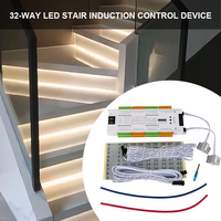 Contrôleur intelligent d'éclairage d'escalier DC12V 24V, capteur de mouvement LED à induction, contrôleur d'escalier à 32 canaux