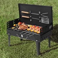 Four à charbon de bois d'extérieur portable de style moderne, gril de barbecue mural pliant avec support en acier inoxydable pour le camping et les pique-niques