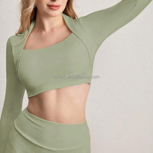 Top Deportivo de Yoga de Manga Larga, Transpirable, Ligero, Sin Costuras, Reciclable, Suave como la Mantequilla, Top de Gimnasio de Nailon, Ropa de Fitness y Yoga - Product Image 4