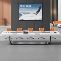 Table de conférence moderne de luxe en MDF blanc, grande table de réunion pour salle de conseil avec gestion des câbles, 12 places, pour bureau