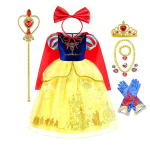 <span class=keywords><strong>Bambina</strong></span> Elsa bianco neve Costume da principessa vestito di compleanno a tema festa di Halloween Cosplay abiti con fiocco rosso fascia - Product Image 1