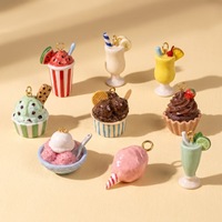 Pendentif miniature en forme de dessert, crème glacée et milk-shake, brillant, style goutte d'huile, accessoire mignon pour fille