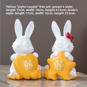 Statua di Coppia di Conigli Romantici con Cuore e Stella, Decorazione in Resina per Soggiorno, Camera da Letto e Matrimoni - Product Image 6