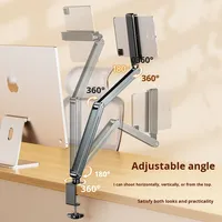 Support de tablette BONERUY pour iPad, support de bureau en alliage d'aluminium, support cantilever rotatif, support de téléphone télescopique réglable en hauteur, modèle P86