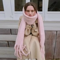 Écharpe longue en acrylique à carreaux pour femme, effet cachemire, écharpe épaisse pour le cou, châle d'hiver
