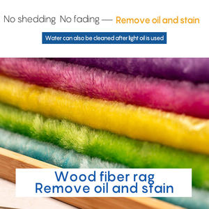 Ménage facile enlèvement d'huile fibre de <span class=keywords><strong>bois</strong></span> torchons dégraissage facile Double épaissi fort absorbant l'eau tampon à récurer - Product Image 4