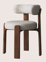 Chaise Citrouille Mobile en Bois Massif Style Rétro Français du Moyen Âge avec Revêtement en Cuir, Dossier Simple Luxe Léger pour la Maison et la Salle à Manger