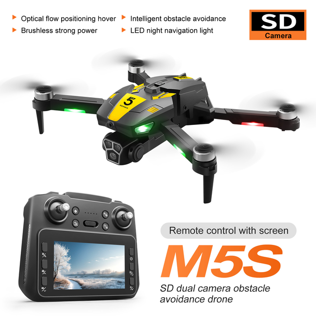 Hot Selling M5s RC Drone Screen Control Brushless Quadcopter Obstacle Avoidance Aerial Photography Remote Control Aircraft