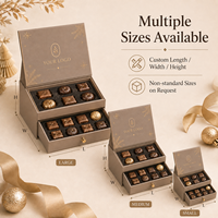 Boîte cadeau double couche durable à charnières avec tiroir coulissant pour friandises de fêtes en papier d'art