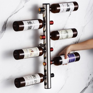 Giá rượu 304 thép không gỉ Chrome hiện đại trang trí hiển thị kim loại chai thủy tinh lưu trữ chủ Giá Treo Tường Giá rượu - Product Image 2