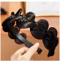 Nouvelle Perruque Bandeau Femme en Cheveux Humains Véritables avec Tresses en Arêtes de Poisson, Tresses Sandwich et Tresses Gourd Ximang Hautes
