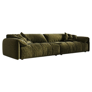 Set di Divani Luxury Cream Cloud in Ciniglia Bouclé, Divano Componibile Imbottito in Piuma, Arredamento Moderno per Soggiorno GF209 - Product Image 4