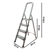 Échelle pliante en aluminium à 4 marches, large, antidérapante, avec main courante, confortable à utiliser, fabriquée sur mesure