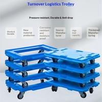 Carretilla de Plástico Plana con Cuatro Ruedas, Plataforma OEM, Ruedas Giratorias Silenciosas, Portátil, para Logística Industrial y Transporte en Almacenes