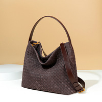 Sac hobo en daim tissé de luxe personnalisé, sac à main vintage de grande capacité, sac à bandoulière chic et souple pour femmes