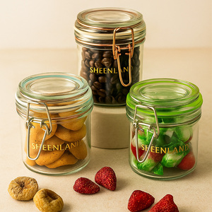 Barattolo in <span class=keywords><strong>Vetro</strong></span> Classico Ermetico Ecologico Multifunzione per Spezie 250ml Contenitore da Cucina <span class=keywords><strong>Sottovuoto</strong></span> con Chiusura a Scatto - Product Image 2