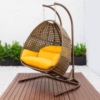 Double mobilier de jardin Élégante balançoire de patio Chaise suspendue en forme d'oeuf avec sièges confortables