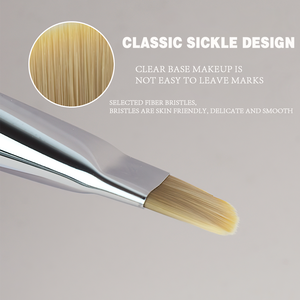 Pennello Fondotinta Sickle Ultra-Sottile Senza Cuciture, Pennello Trucco a Testa Piatta Senza Polvere, Pennello Maschera Viso in Legno di Ebano <span class=keywords><strong>Bianco</strong></span> Puro - Product Image 5