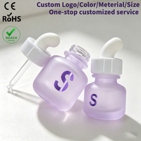 Botol Kosong Kaca OEM Mewah 15ml 30ml 50ml dengan Pipet Miring untuk Cairan Perawatan Kulit, Serum Esensial, Minyak Rambut & Tubuh
