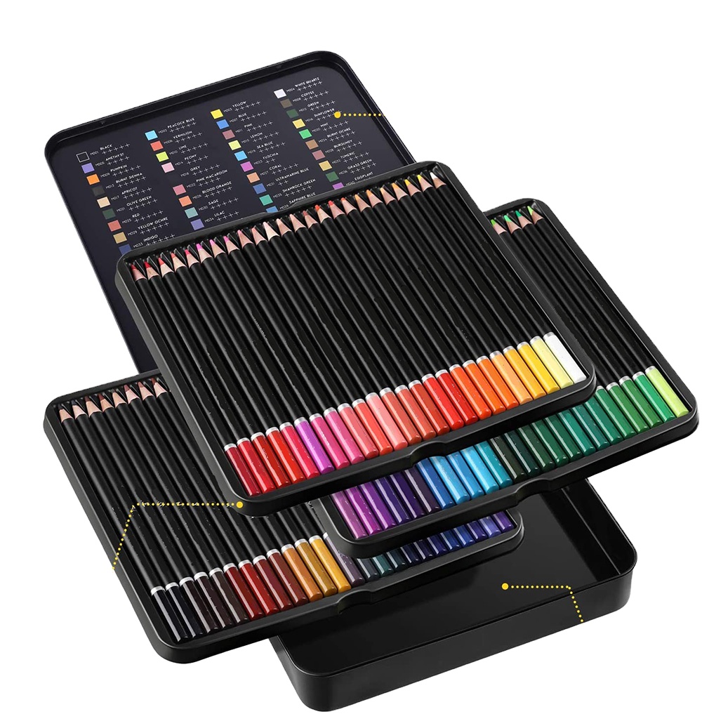 Artist Pencils Set with 3 x 100 Page Drawing Pad 72 Professional Colored Pencils 4.0MM Lead For Sketching