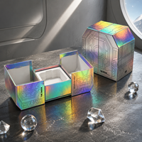 Boîte cadeau en papier pliée personnalisée de luxe en gros, boîte rigide en carton holographique pour cosmétiques et parfums