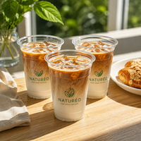 Gobelets en plastique jetables transparents en PET de 16 oz avec couvercles, pour café glacé, bubble tea, boissons froides, à emporter, avec logo personnalisé, vente en gros
