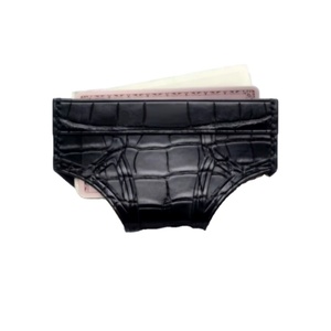 Luxury Slim Metallic Leather Business <b>Card</b> <b>Holder</b> with RFID Protection and Custom Logo in the Shape of Underwear - Product Image 4