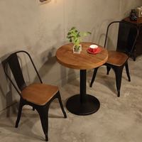 Table à manger classique 2 places moderne pieds en métal orme planche de bois restaurant de luxe revêtement en poudre ensemble/Table à manger et chaise