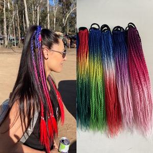 Queue de cheval tressée en fibre synthétique haute température de 20 pouces avec élastique pour femmes ou enfants, accessoire capillaire pour festival - Product Image 1