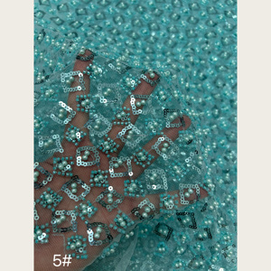 Tissu en <span class=keywords><strong>tulle</strong></span> perlé à grille de diamants et perles, 8 couleurs, avec sequins, pour robe de mariée et de demoiselle d'honneur G4124 - Product Image 3
