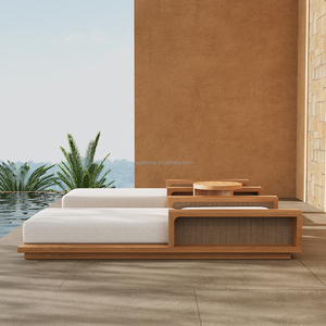 Sageliving Chaise longue de luxe moderne en teck Chaise longue de piscine en <span class=keywords><strong>bois</strong></span> incurvé pour hôtels jardins villas mobilier d'extérieur - Product Image 2