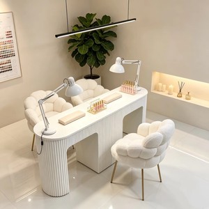 Mesa de Manicura con Silla, Juego de Mesa y Silla de Manicura de Lujo para Salón de Belleza con Colector de Polvo, Lámpara de Escritorio para Técnico de Uñas, Estación de Manicura - Product Image 2