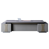 Bureau de direction convertible en forme de L Liyu, extensible, avec tiroir et table d'appoint, design contemporain en bois blanc