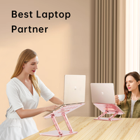 Support pliable pour ordinateur portable, idéal pour les étudiants et les bureaux à domicile, réglable, rose, support pour ordinateur portable, support pour DJ