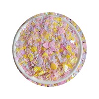Campuran Payet Kuku Putih Pink Kuning untuk Kerajinan Tumbler, Glitter Bintang Hati Cangkang Bunga, Payet Paillettes, DIY Manikur Seni Kuku