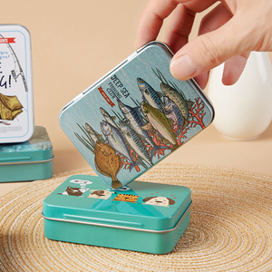 Tùy Chỉnh Đầy Đủ Màu Sắc In Ấn Hình Chữ Nhật Bốn Phong Cách Hộp Thiếc Với Bản Lề Nắp Bao Bì Kim Loại Hộp Thiếc Có Thể Với Nắp - Product Image 5