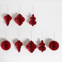 Boules de Noël en papier, décoration de boule de Noël 3D, ornement de Noël en nid d'abeille, décoration de Noël en papier de soie