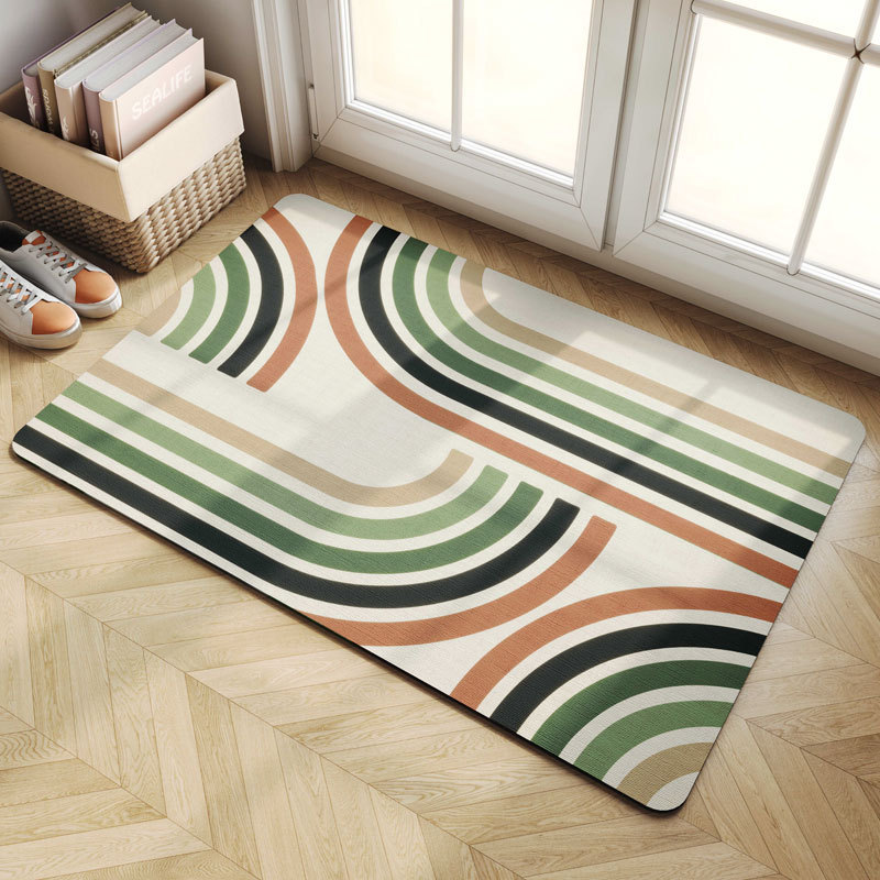 Modern Geometric Machine Made Bath Mat