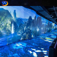 Salle de projection immersive 3D, système de cartographie interactive, projecteur holographique, affichage mural et au sol à 360 degrés, salle de banquet