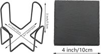 Sous-verre en ardoise contemporain écologique, personnalisé en usine, en gros, noir, antidérapant, carré, vierge, gravable, 10 cm * 10 cm, 4 mm d'épaisseur